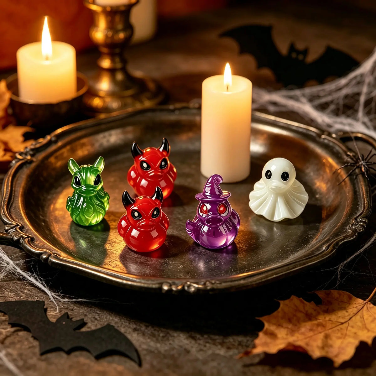 Mini Devil, Ghost and Skeleton Design Glow-in-the-Dark Resin Ducks, Duck Statues, Decor Figurine, Cute Haunting Desktop Decor, Mini Garden Ornament, Halloween & Christmas Decoration #GLOBAL PICKS