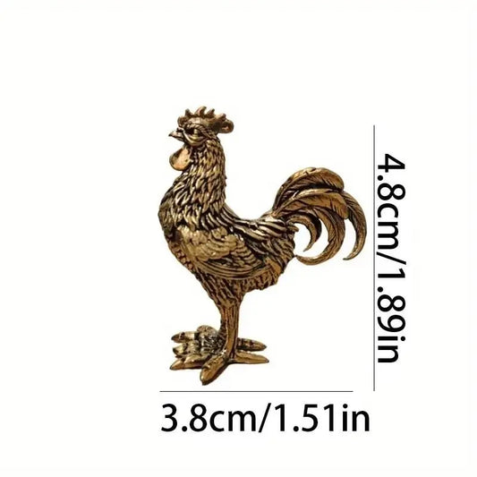 Small Vintage Brass Rooster Statue, Detailed Decorative Chicken Figurine, Animal Decorations, Perfect for Bedroom and Living Room, Holiday Home Decoration, Collectible Figurine, Decorative Home Ornament, Animal Decorative Figurines