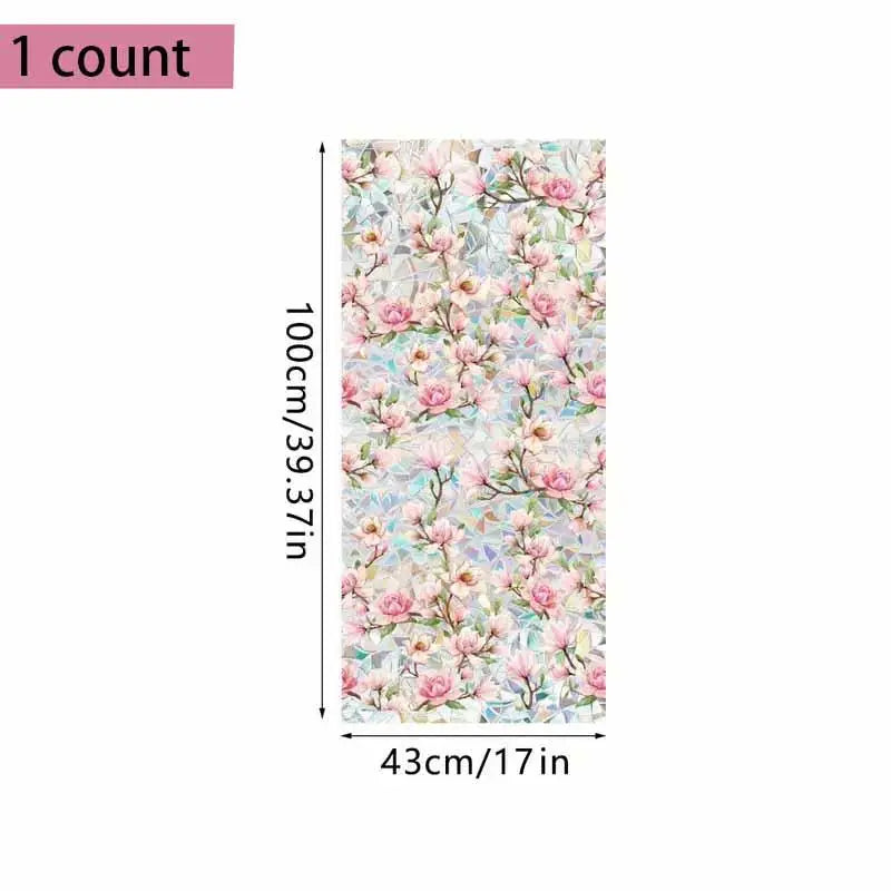 Double Sided Flower Pattern Window Film, Reusable Static Cling Window Sticker, Waterproof Sunshade Sticker, Waterproof Decal, Floral Pattern Sticker, Decorative Sticker for Home and Office Decoration, Ornaments, Interior