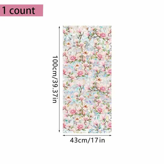 Double Sided Flower Pattern Window Film, Reusable Static Cling Window Sticker, Waterproof Sunshade Sticker, Waterproof Decal, Floral Pattern Sticker, Decorative Sticker for Home and Office Decoration, Ornaments, Interior