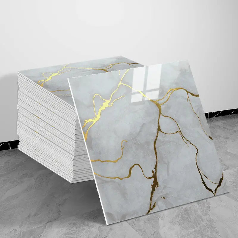 10/20/30 Sheets Thickened Marble Look Self-Adhesive Tile Stickers, Waterproof Anti-Mildew, Easy Peel & Stick Decorative Decal Wall Decal Kitchen Bathroom Wall Decor, Waterproof Wall Decals