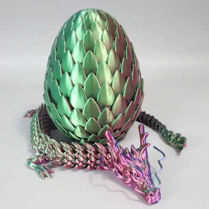 18cm Articulated 3D Printed Dragon Egg Decoration & 60cm Collectible Figurine - Home Decor, Stress Relief Articulated Fidget Figurines, Fidget Toys, Dragon Motif Ornament Gift, Fidgettoys