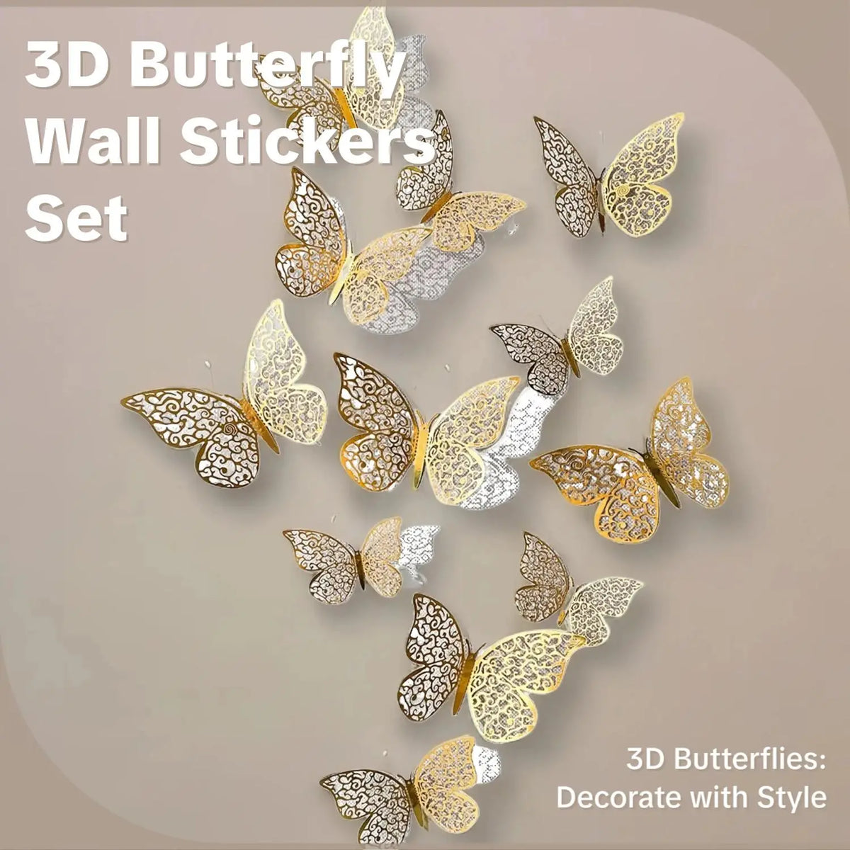 3D Butterfly Shaped Wall Sticker, Creative Hollow Out Decorative Sticker, Beautiful Paper Decal For Party Cake Home Decoration, Adhesive Stickers, Decoration Items, Wall Decals