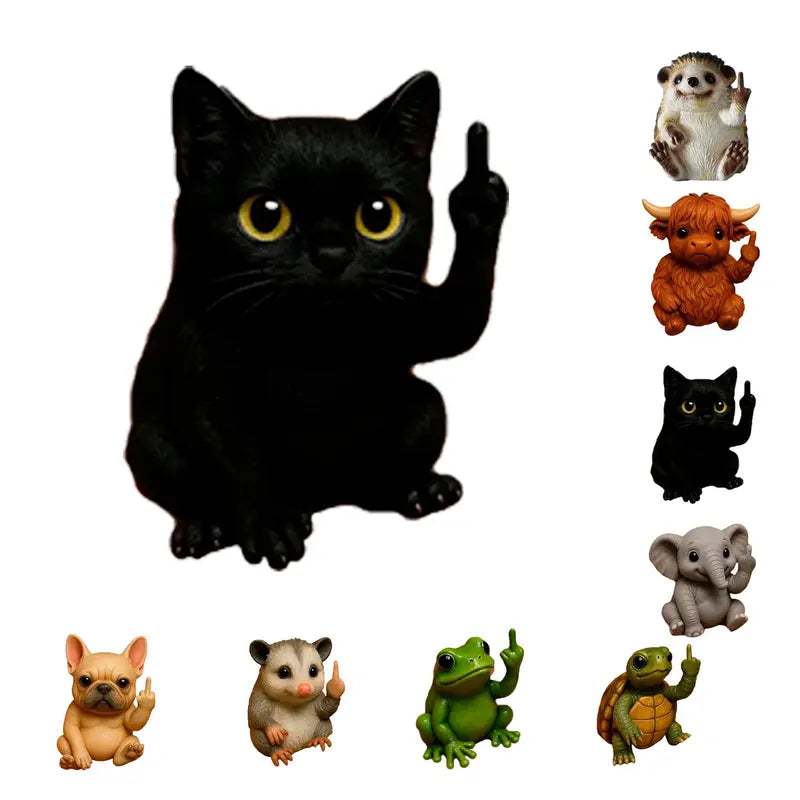 Fun Mini Middle Finger Animal Statue,Resin Middle Finger Animals Decor Statue for Desktop,Office and Car, Funny and Cute Middle Finger Humor Gag Gifts