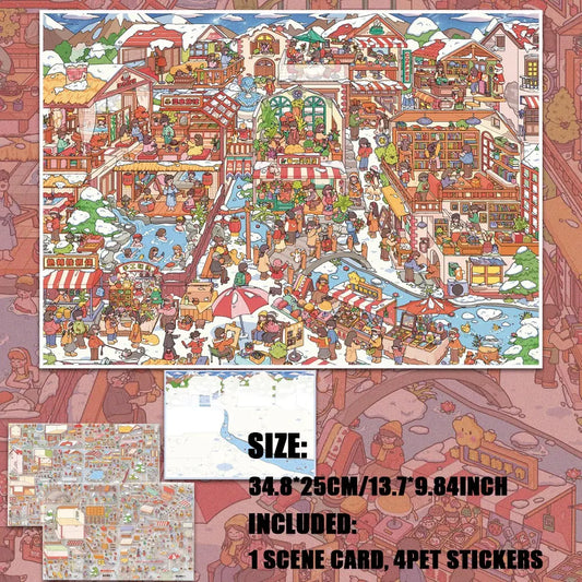 Large Format 3D Apartment Diorama Stickers, Giant Grid Building View Decals, Kawaii Cartoon Apartment Series, Miniature Scene & Wall Art, Decoration Sticker, Interior Stickers