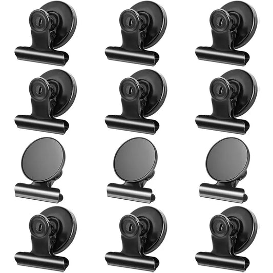 12-Pack Round Heavy-Duty Rust-Resistant Magnetic Metal Clips with Anti-Scratch Pads, Strong Grip Refrigerator Magnets for Metal Surfaces, Animal-Themed Watercolour Camouflage Room Decor with Geometric Accents That Adds Charm, Kitchen Home Supplies