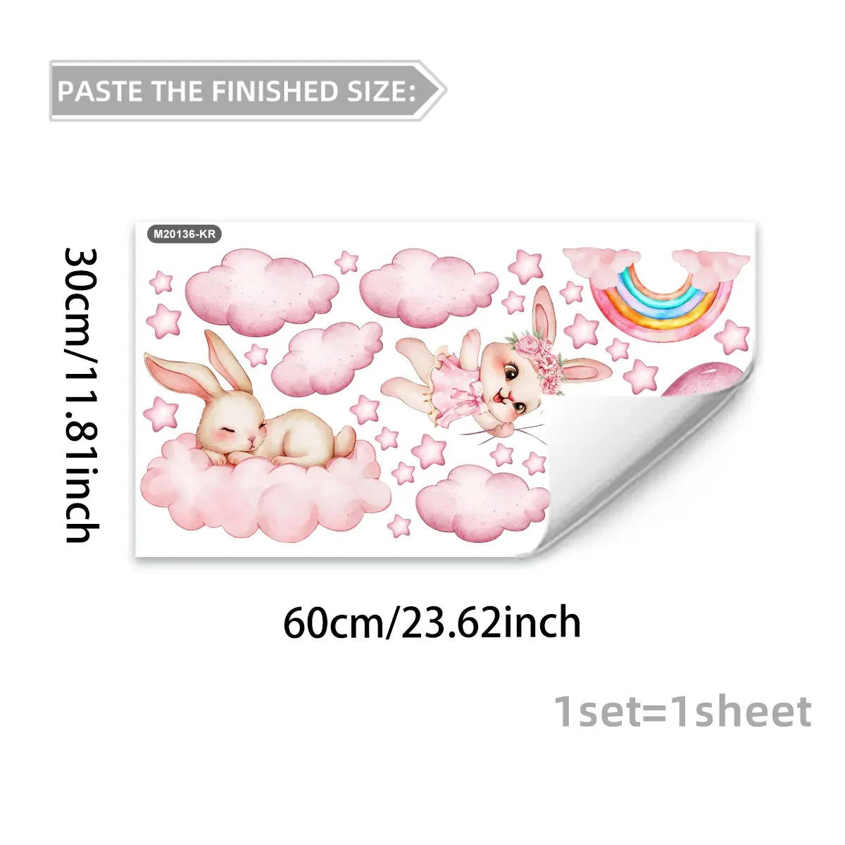 A new style of pink cloud and moon Decorative Wall Sticker for bedroom, living room, and bathroom background walls. Wall sticker for beautifying and decorating home. Stickers Decor Model M20136 Cloud shaped design Wall Decal Decoration