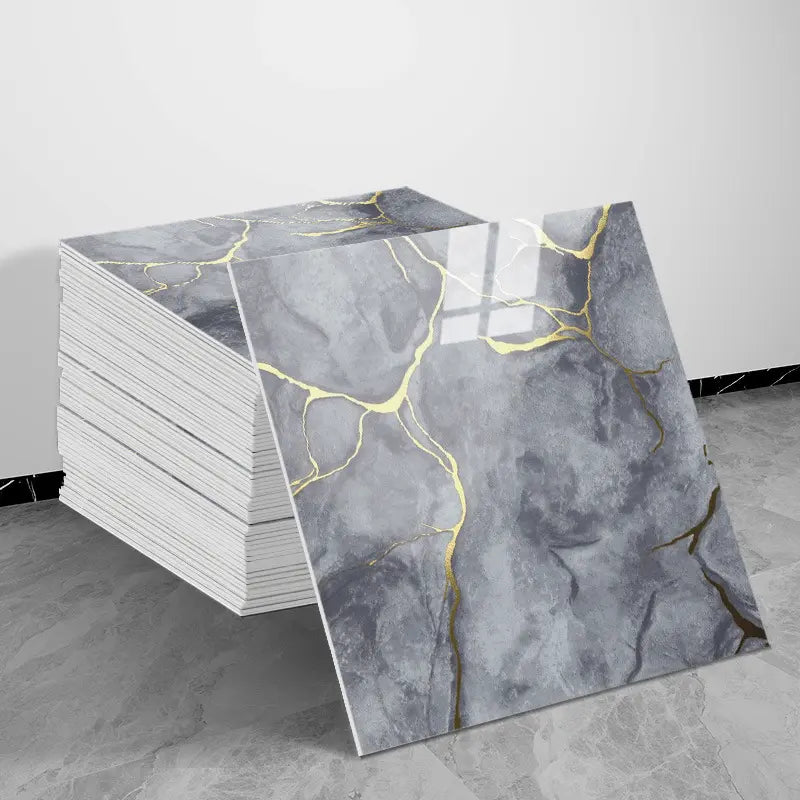 10/20/30 Sheets Thickened Marble Look Self-Adhesive Tile Stickers, Waterproof Anti-Mildew, Easy Peel & Stick Decorative Decal Wall Decal Kitchen Bathroom Wall Decor, Waterproof Wall Decals