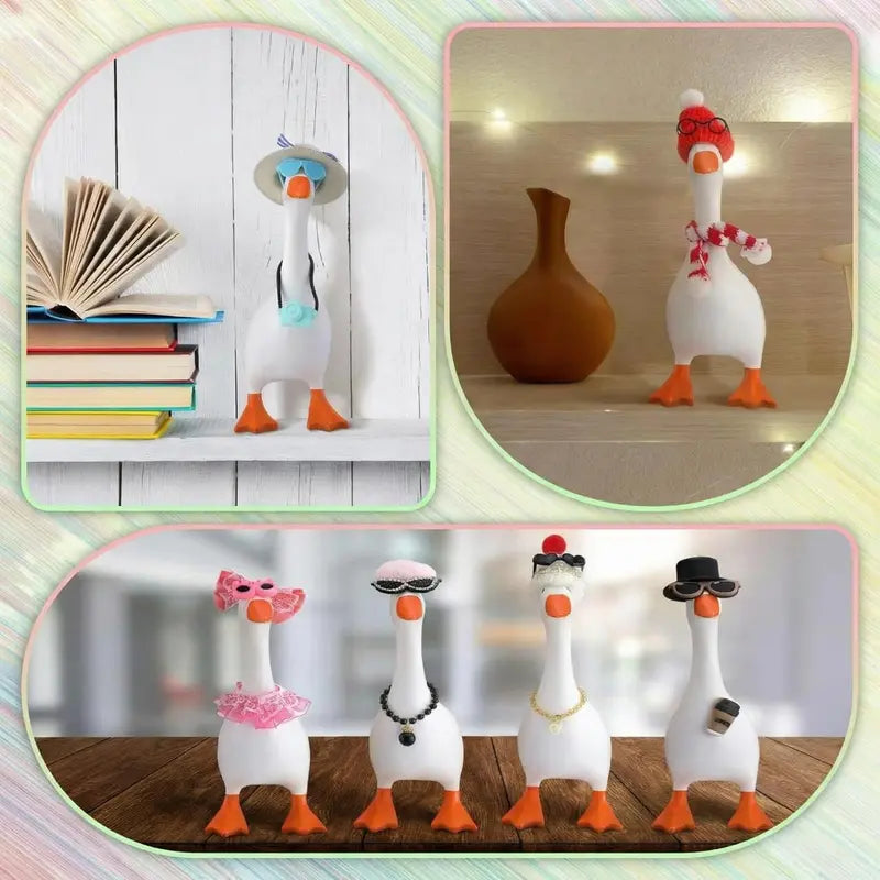 12 Set 7 Inch Desk Goose Outfits - Mini Desk Goose Accessories with Hats, Glasses, Necklaces- Dress up Set for Magnetic Geese Statue Key Holder, Office Gift Table Decor (Not Included Goose)