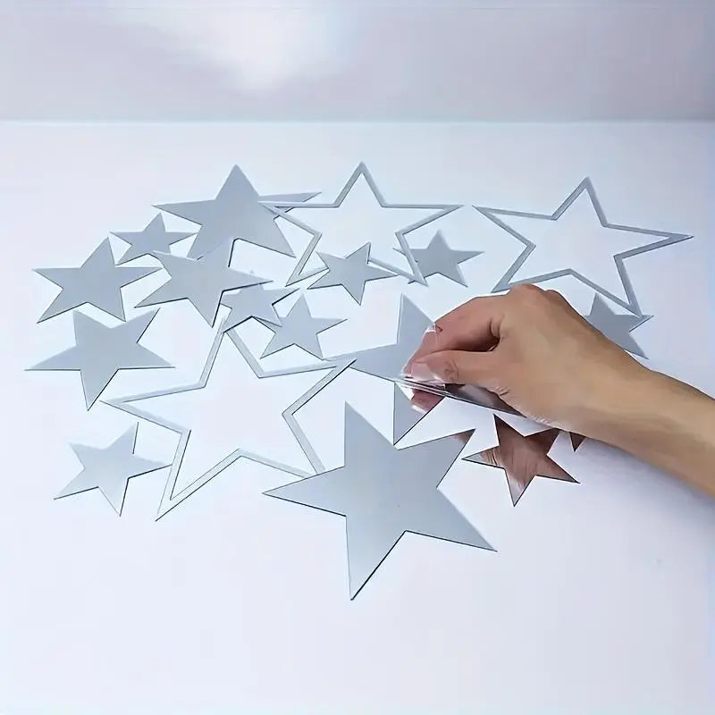 Star Shaped Acrylic Mirror, 19pcs/set Decorative Self-Adhesive Wall Sticker, Wall Decor for Home Bedroom and Living Room, Wall Sticker Decorations, Wall Stickers Decorations