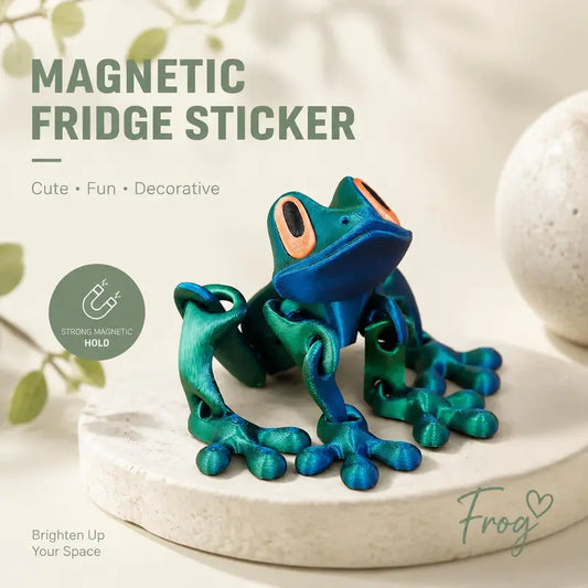 3D Printed Magnetic Poseable Frog Animal Toy - Glow-in-the-Dark Colorful Gradient Refrigerator Magnet, Christmas Gift, Unique Decor, Interactive Desk Trinkets for Couples