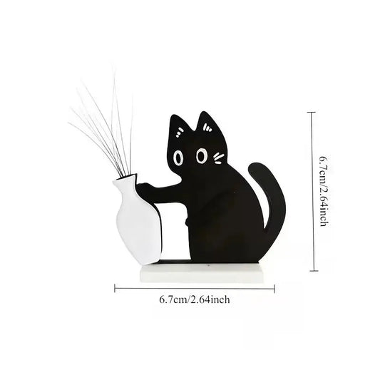 1pc Cat Whisker Hair Collection, Black Cat Vase Fridge Magnet, Kitten Pushing Bottle Acrylic Magnetic Fridge Magnet, Cat Keepsake, Vase for Flower Arrangement, Multi-Purpose, Small Gift for Classmates, Home Decor, Refrigerator Magnets