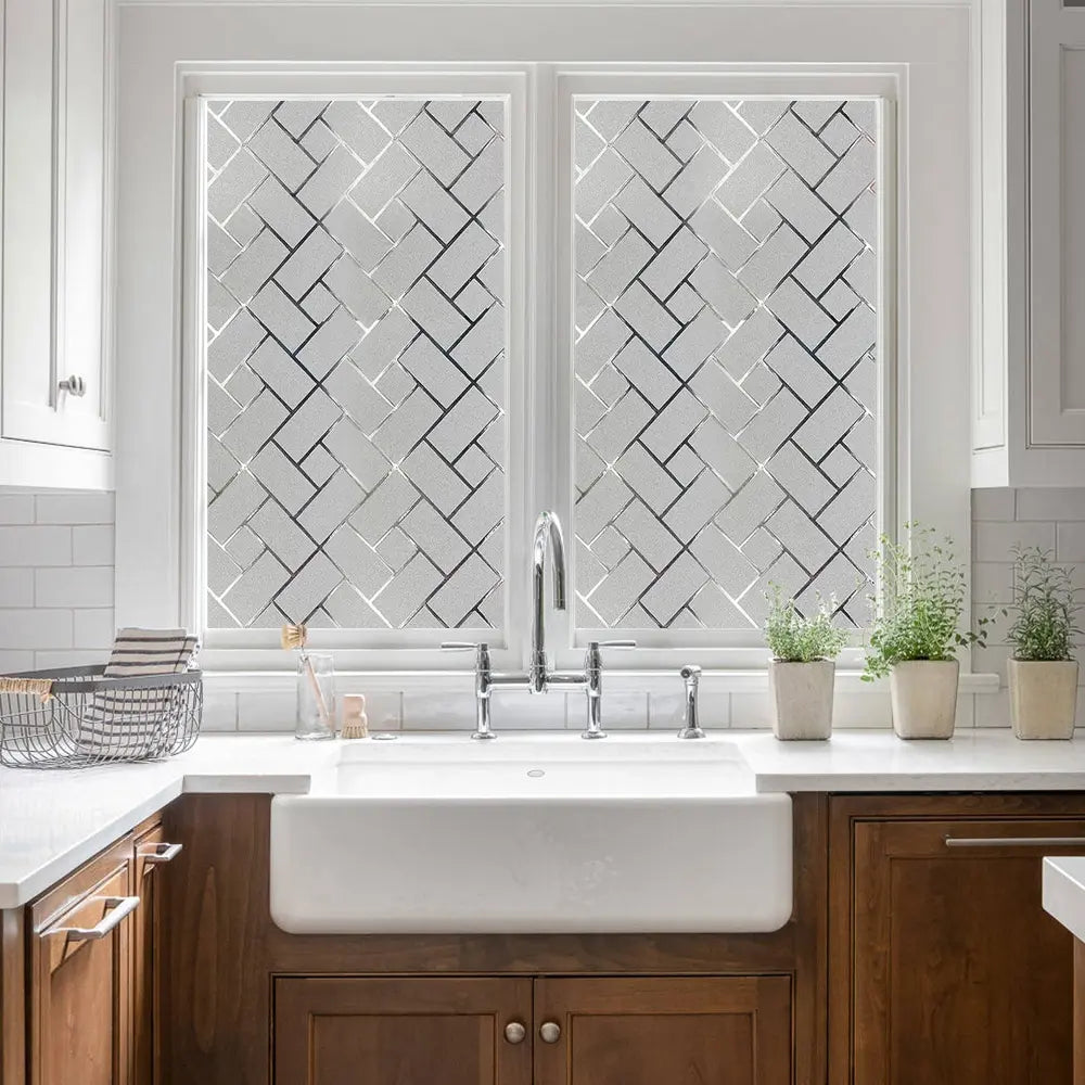 1pc 44.5cm Decorative Geometric Pattern Removable Window Film, Privacy Glass Sticker, UV Protection, Universal Fit for Doors and Windows, Window Stickers