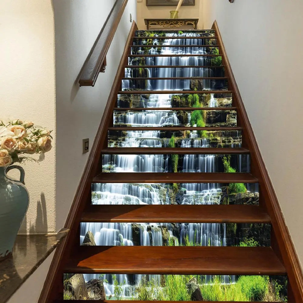 Stair sticker, tile sticker, Peel and paste stair sticker vinyl strip sticker sticker sticker waterproof Waterproof Decal removable wall sticker 100cm * 18cm * 13pcs/1 set, Decorative Wall Sticker Home Decor