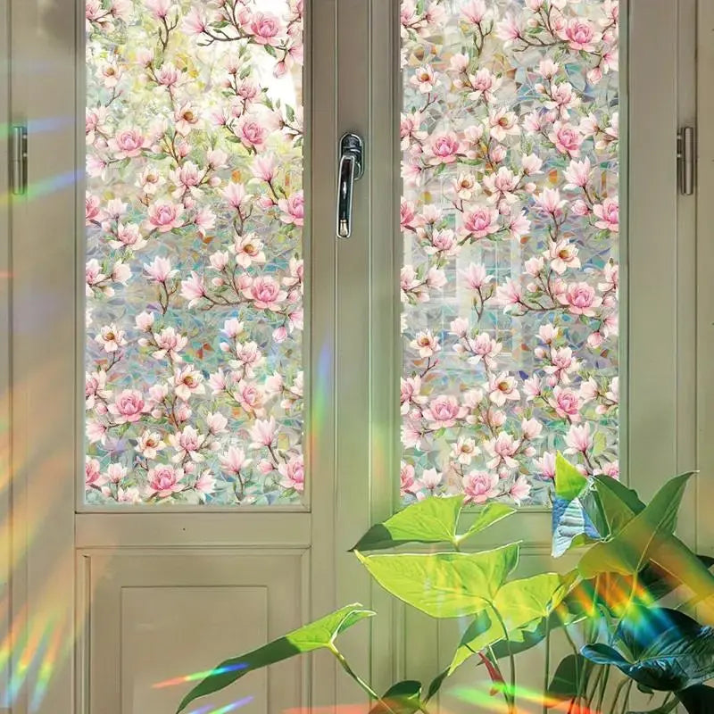 Double Sided Flower Pattern Window Film, Reusable Static Cling Window Sticker, Waterproof Sunshade Sticker, Waterproof Decal, Floral Pattern Sticker, Decorative Sticker for Home and Office Decoration, Ornaments, Interior