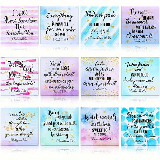 12pcs Inspirational Christian Magnets - Motivational Bible Verse & Scripture Quotes for Fridge, Locker, Home Decor | Rubber, No Power Needed, Refrigerator Magnets