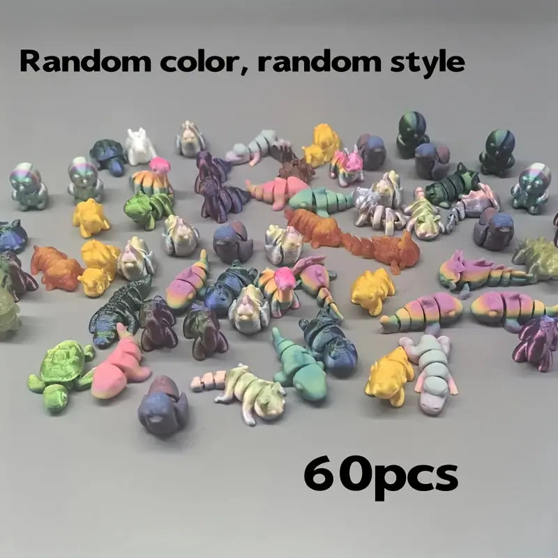 3D Printed Mini Animal Kingdom Ornaments - 30/60/140pc, 60pc Scene Mix, Unique Classic Designs, Lightweight Exquisite Craftsmanship, Halloween Decorations, Festive Accents, 3D Decor for Rooms & Gardens