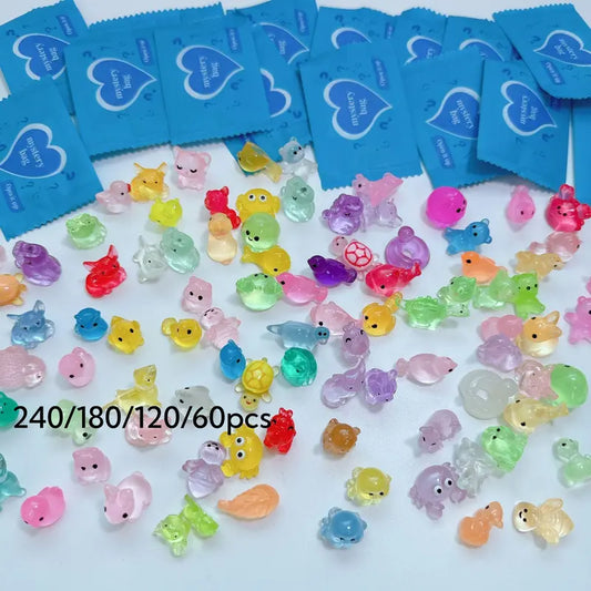 Magical Glow-in-the-Dark Multicolor Mini Animal Resin Figurines & Ornaments - 60/120/180/240pcs Miniature Things, Student DIY Accessories, Home Decor Items, Back to School Gifts