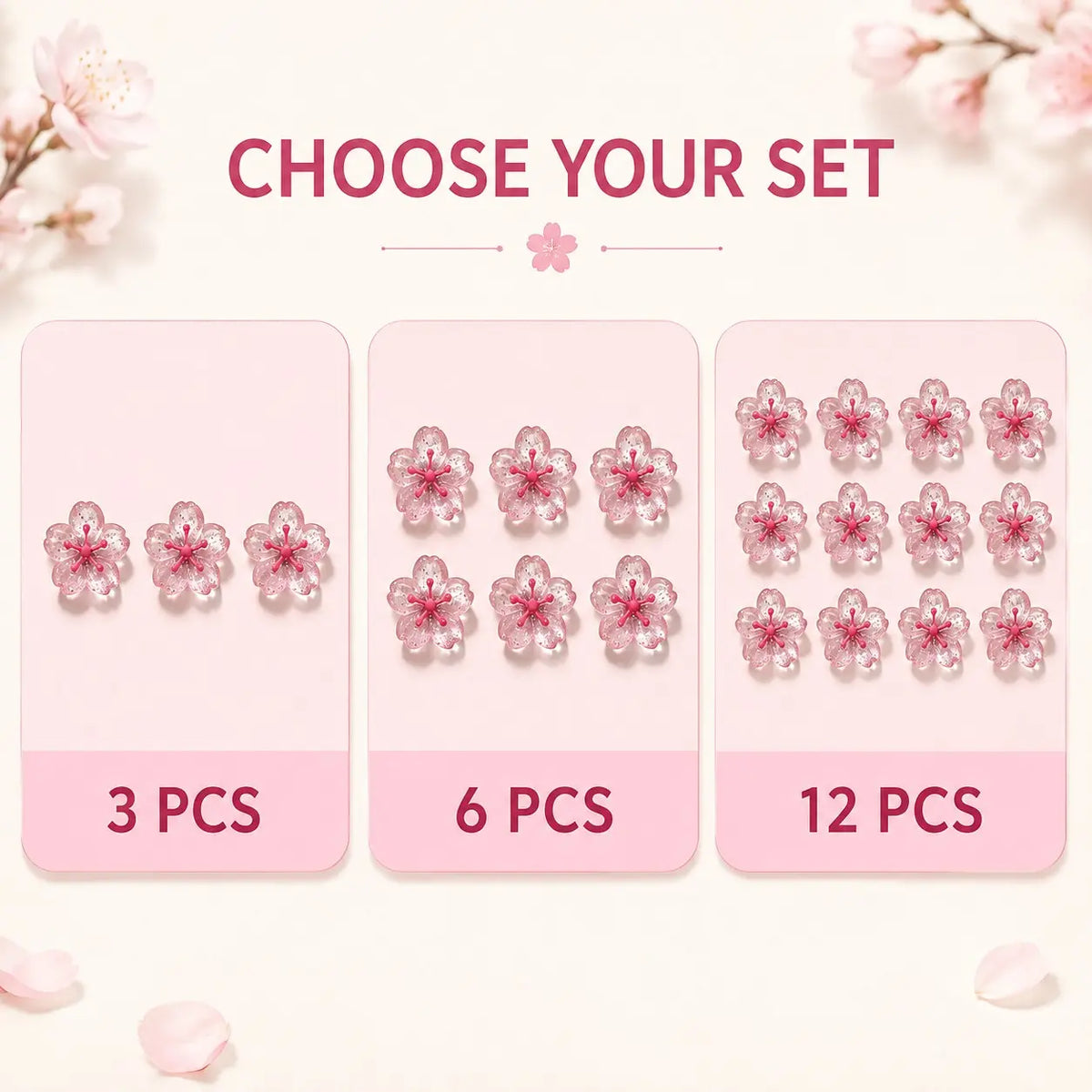Cherry Blossom Shaped Fridge Magnet, 3/6/12 Counts Cute Decorative for Office Whiteboard, Locker, Dishwasher, Kitchen and Home Decoration Magnetic Item