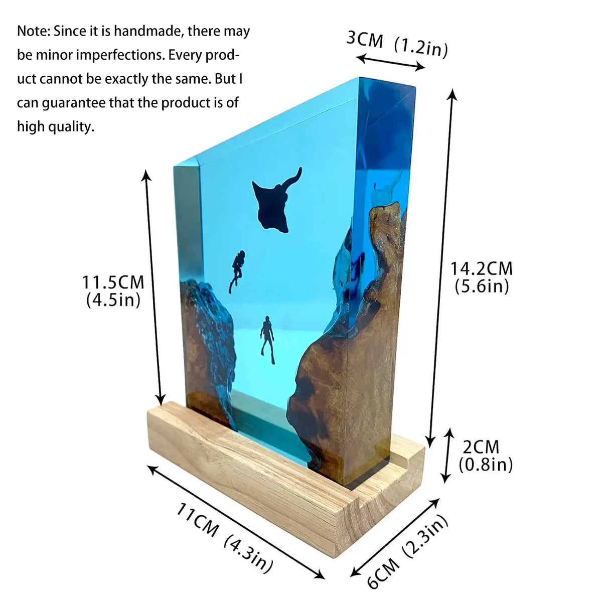 Ocean Resin Handicrafts, Manta Ray and Diver Gift Ornament, Resin Figurine Statue, Home Decor Light, Unique Gift Idea, Sculpture Desk Decor, Decorative Statues, Decorative Piece