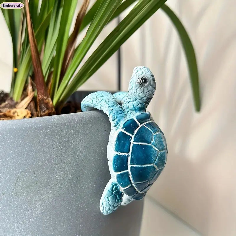 Cute Resin Turtle Decor Figurine - Waterproof PVC Coastal Beach Fashion Accessory, Decorative Sculptures for Everyday Outdoor Entryway Plants, Baroque-Style Home & Garden Accent Resistant to Sun, Rain, Humidity