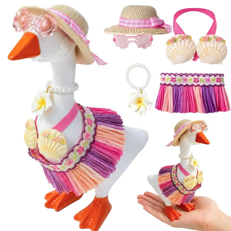 Mini 7-in Fabric Set, 7-Inch Desk Goose Charm, Hawaii Summer Outfit Accessory for Home Office Decor (Unisex), Mini 7" Goose