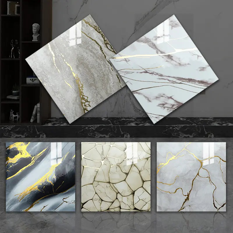 10/20/30 Sheets Thickened Marble Look Self-Adhesive Tile Stickers, Waterproof Anti-Mildew, Easy Peel & Stick Decorative Decal Wall Decal Kitchen Bathroom Wall Decor, Waterproof Wall Decals