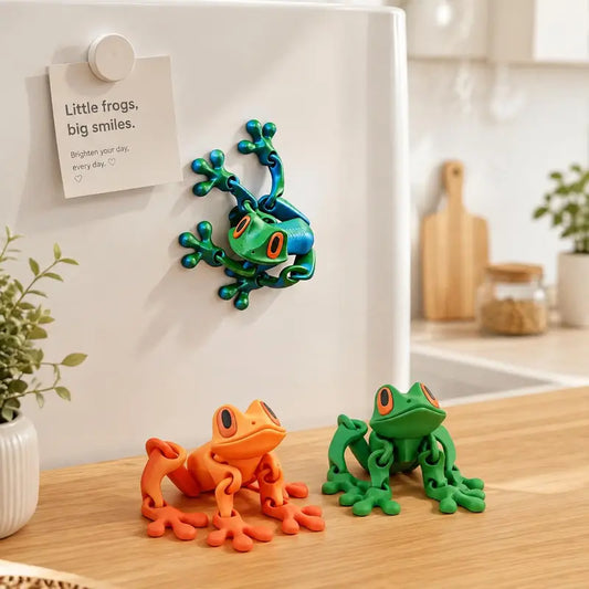 3D Printed Magnetic Poseable Frog Animal Toy - Glow-in-the-Dark Colorful Gradient Refrigerator Magnet, Christmas Gift, Unique Decor, Interactive Desk Trinkets for Couples