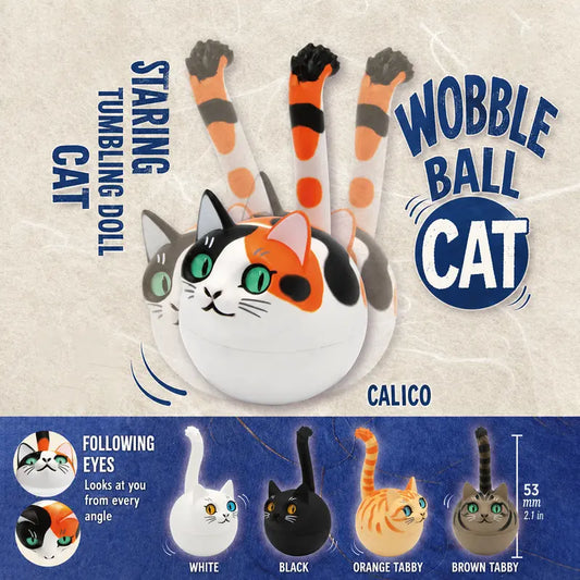 Roly Poly Cat Gacha Capsule, Wobble Cat Figurine with Following Eyes, Desktop Ornament, Car Dashboard Decor, Collectible Toy for Cat Lovers