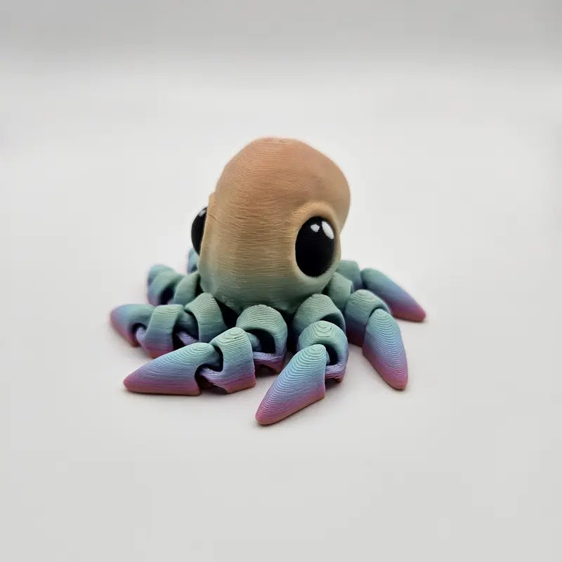 3D Printed Articulating Blue-Ringed Octopus Figurine Great Gift and Desk Figure