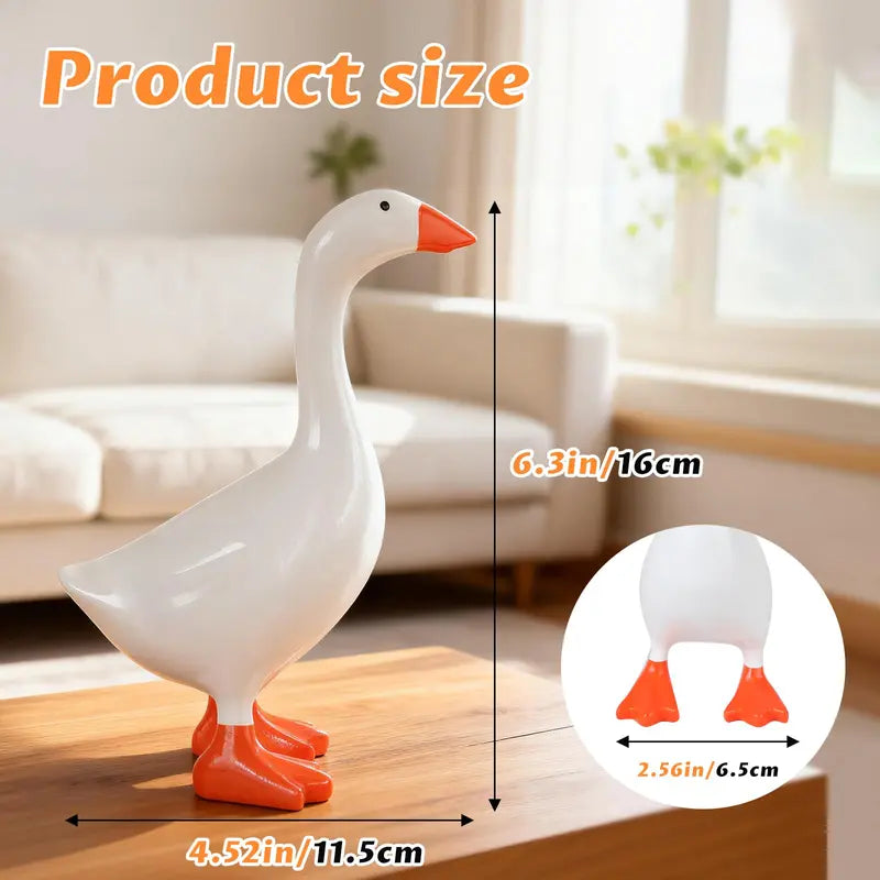 Desk Goose 7 Inch Desktop Goose Statue Cute resin goose statue with magnetic beak and keychain Mini Desktop Goose Statue Decor for Living Room Bedroom Bookshelf Coffe Table and Office Display, Gifts For Women, Trinkets, Desk Accessories