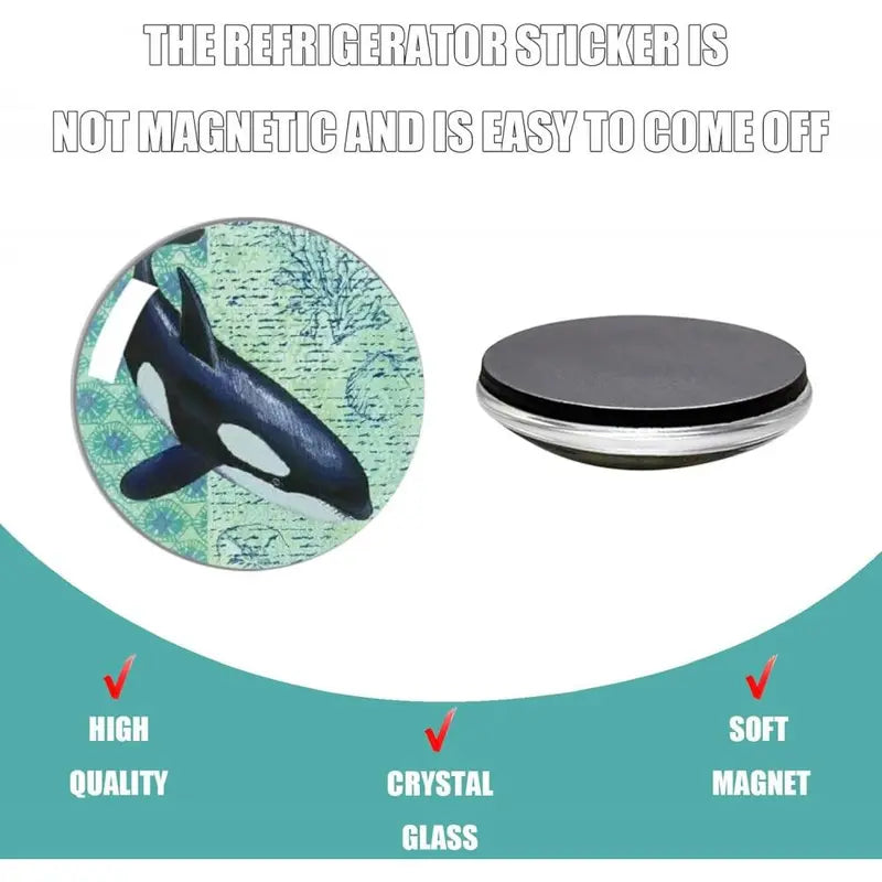 12Pcs Marine Animal Strong Glass Refrigerator Magnets - Funny Cute Small Fridge Magnets with Gift Box for Kitchen Whiteboard Door Decor