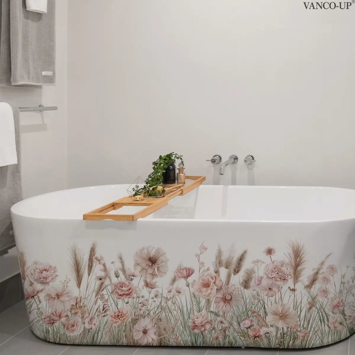 A (30*90cm) pink floral 2D flat wall sticker for home decoration and beautification, Flower Wall Stickers, M20375