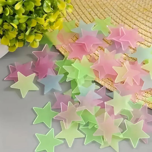 2pcs Plastic Glow-In-The-Dark Fluorescent Star Adhesive Decals, Peel And Stick Rectangular Flats Wall Decor for Kids' Bedrooms, Halloween Home Supplies