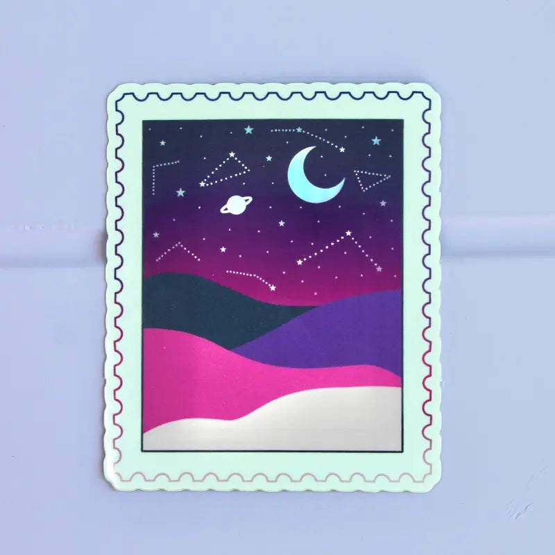 Holographic Moon Landscape Postage Sticker