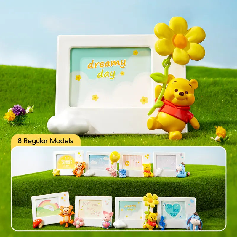 Disney Winnie the Pooh Polaroid Frame Blind Box Figure - PVC Durable Collectible, 1 Single Box, 8 Regular Models, Refrigerator Magnets, Decorative Display, Fun Unboxing, Pooh Figures, Doubles as Fridge Magnet, Kids and Adults Fan Gift, Mystery Surprise