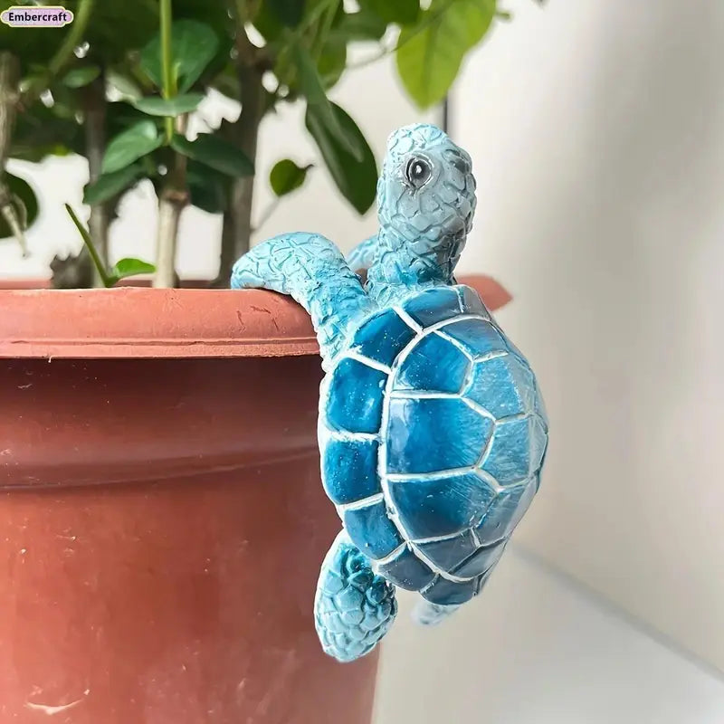 Cute Resin Turtle Decor Figurine - Waterproof PVC Coastal Beach Fashion Accessory, Decorative Sculptures for Everyday Outdoor Entryway Plants, Baroque-Style Home & Garden Accent Resistant to Sun, Rain, Humidity