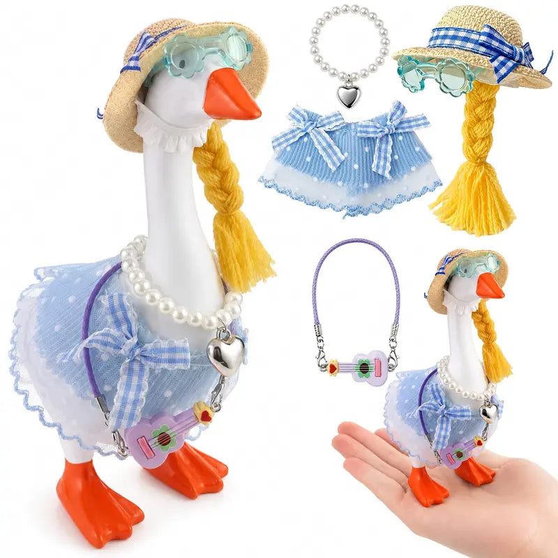 Mini 7-in Fabric Set, 7-Inch Desk Goose Charm, Hawaii Summer Outfit Accessory for Home Office Decor (Unisex), Mini 7" Goose