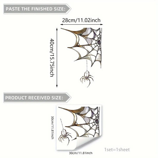 Halloween Spider Web Static Glass Sticker, Decoration Sticker, Double-Sided Visible, 20 Wires, Self-Adhesive Window Decor, 11.81 X 11.81 Inches, D12001-Yx