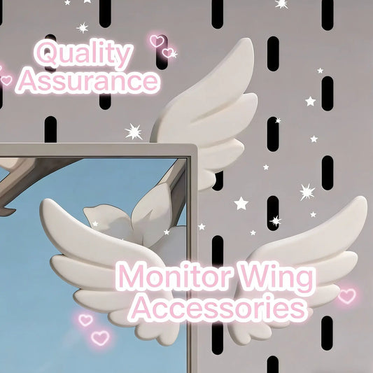 Angel Wings Screen Decoration for Monitor, TV, Car Display, Aesthetic Desk Setup, Cute Room Decor, Home Office Decor, Angel Wing Design Interior Decoration Accessories, Creative Home Decor