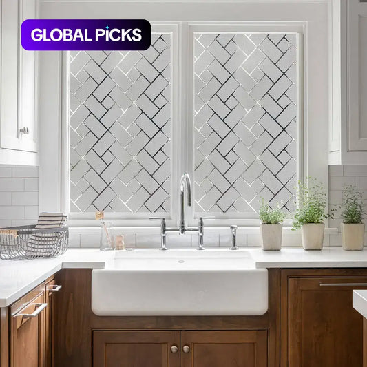 1pc 44.5cm Decorative Geometric Pattern Removable Window Film, Privacy Glass Sticker, UV Protection, Universal Fit for Doors and Windows, Window Stickers