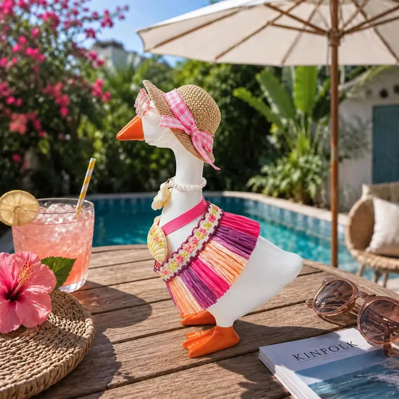 Mini 7-in Fabric Set, 7-Inch Desk Goose Charm, Hawaii Summer Outfit Accessory for Home Office Decor (Unisex), Mini 7" Goose