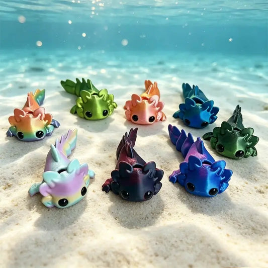 8-Piece Set, 3D Printed Cute Axolotl Models, Mini Figurines, Animal Decorative Figurines, Jointed, Articulated Animal Figurines, Desktop Decor, Garden Aquarium Decoration, Halloween Christmas Gift!