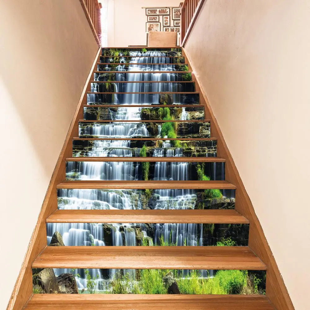 Stair sticker, tile sticker, Peel and paste stair sticker vinyl strip sticker sticker sticker waterproof Waterproof Decal removable wall sticker 100cm * 18cm * 13pcs/1 set, Decorative Wall Sticker Home Decor