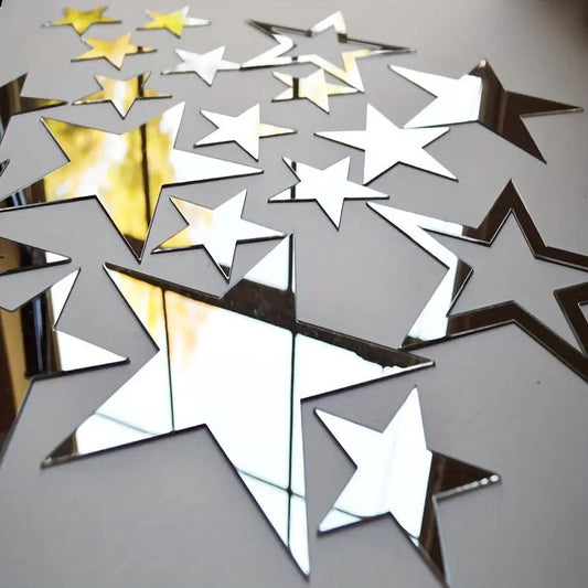 Star Shaped Acrylic Mirror, 19pcs/set Decorative Self-Adhesive Wall Sticker, Wall Decor for Home Bedroom and Living Room, Wall Sticker Decorations, Wall Stickers Decorations