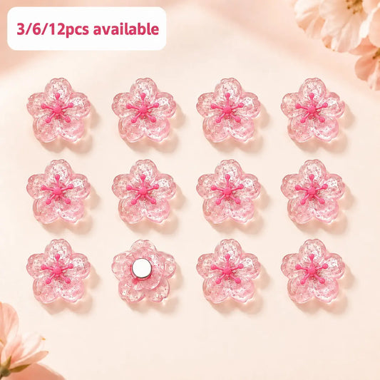 Cherry Blossom Shaped Fridge Magnet, 3/6/12 Counts Cute Decorative for Office Whiteboard, Locker, Dishwasher, Kitchen and Home Decoration Magnetic Item