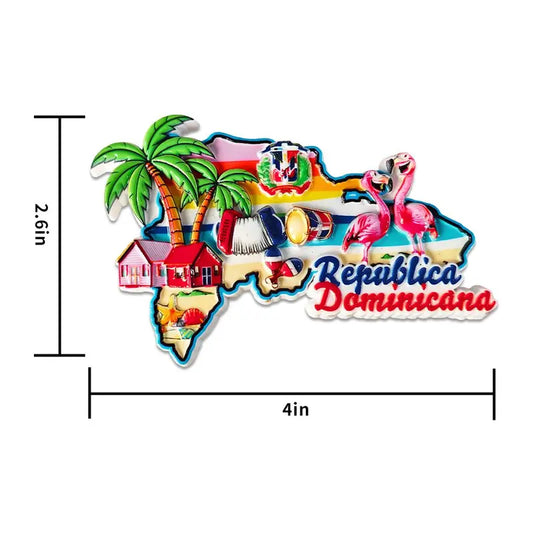 Resin Dominican Republic Refrigerator Magnet - Caribbean Travel Souvenir, Graduation Gift, Magnetic Refrigerator Magnets with Letters & Architecture, Casual Home Decor for Office Whiteboard, Kitchen Cabinet