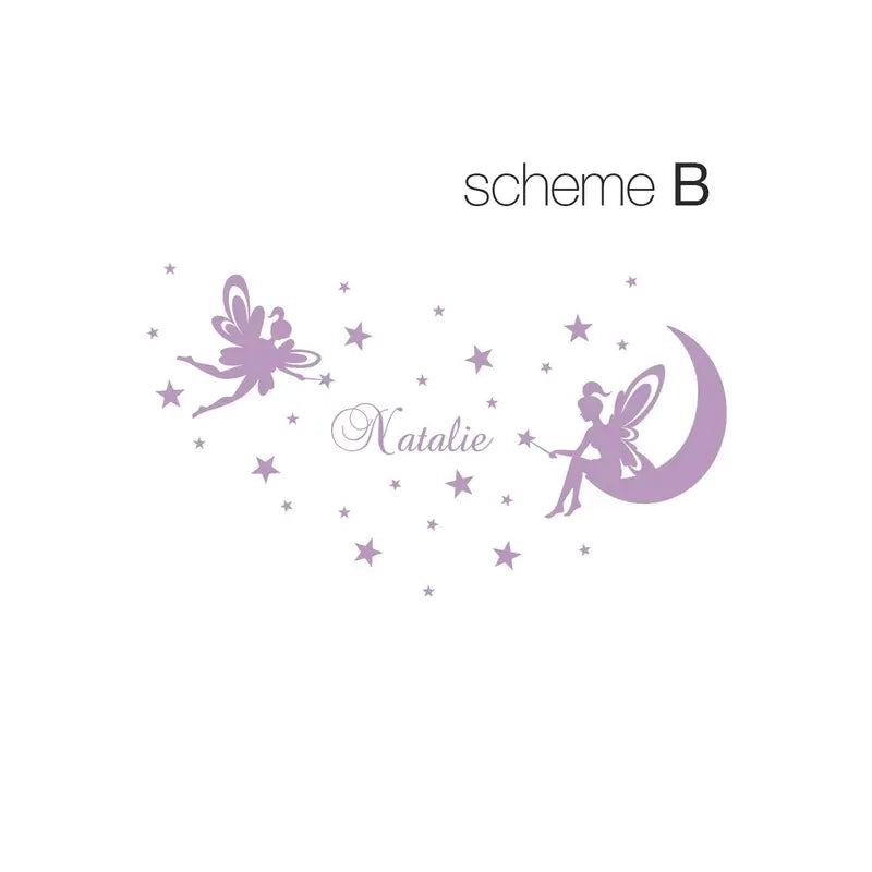 SIMPLE SHAPES Personalized Baby Name Enchanted Flying Fairy Peel-and-Stick Wall Decal - Separate Stars-Themed Custom Adhesive Stickers, Nursery Decor, Accent Wall Room Art, Home Decor Supplies