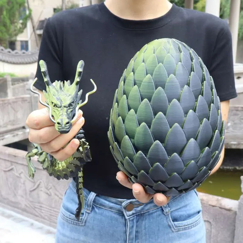 18cm Articulated 3D Printed Dragon Egg Decoration & 60cm Collectible Figurine - Home Decor, Stress Relief Articulated Fidget Figurines, Fidget Toys, Dragon Motif Ornament Gift, Fidgettoys