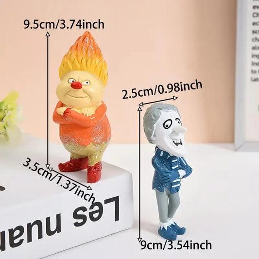Snow Miser & Heat Miser Resin Doll Figurines Set, Classic Cartoon Style, Multi-Size, Festive Holiday Decor for Christmas, Halloween, More, Ornaments, Christmas Decorations, Figurine Theme Set, Decorations And Ornaments